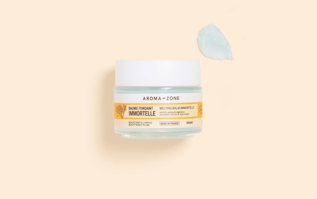 Baume fondant Karité et Immortelle sur fond pêche